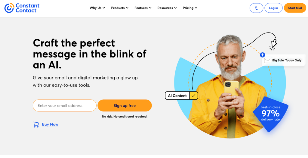 Trang chủ Constant Contact, phần mềm quản lý và email marketing