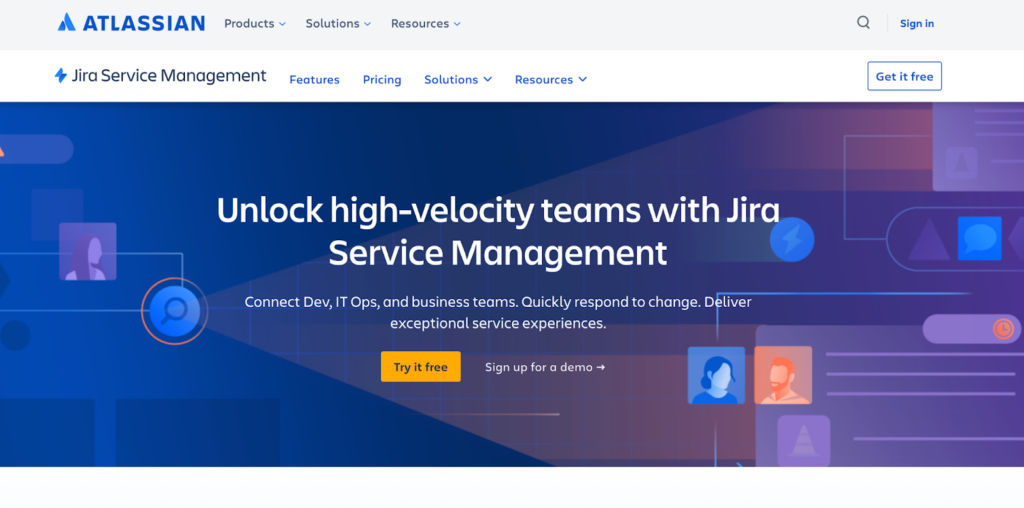 Jira Service Management software homepage, a solid alternative to Freshdesk