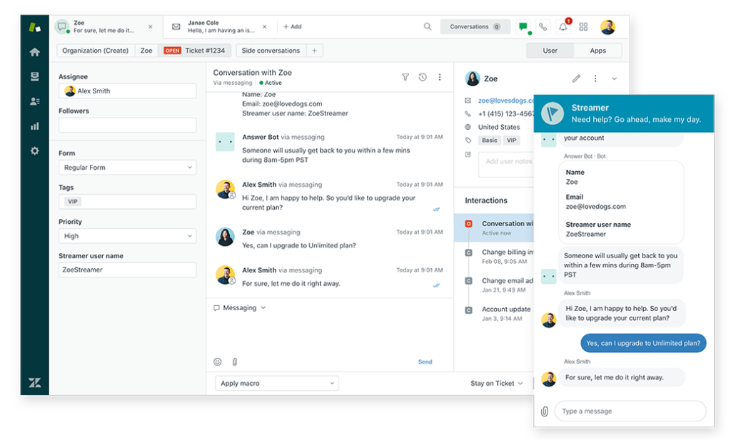 Các cuộc trò chuyện và hỗ trợ khách hàng của Zendesk