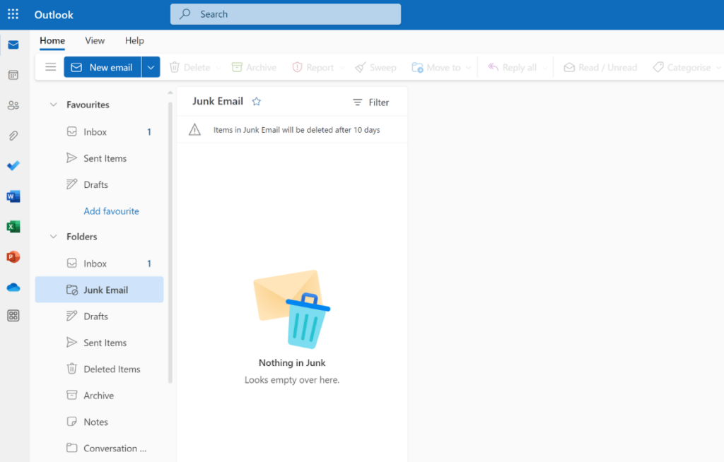 Microsoft365 - thư mục junk email