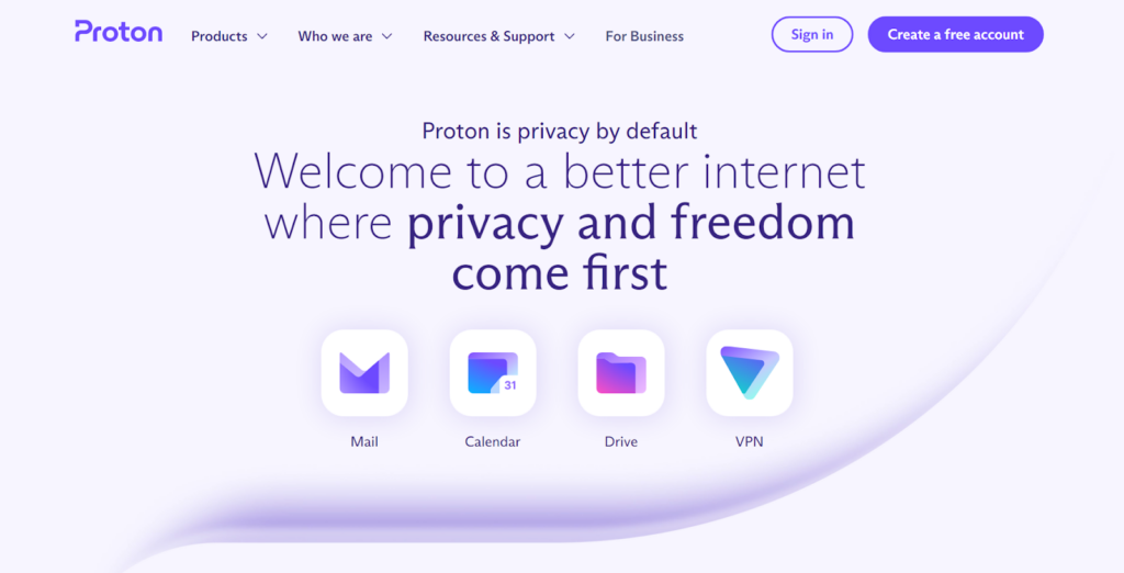 ProtonMail secure and private email service interface