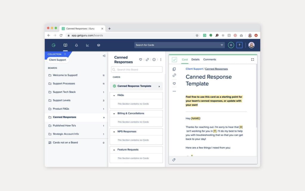 Ví dụ thực tế về cơ sở tri ​​thức của phần mềm Guru