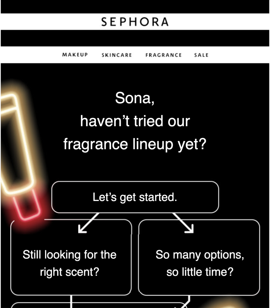 Email thu hút lại khách hàng Sephora