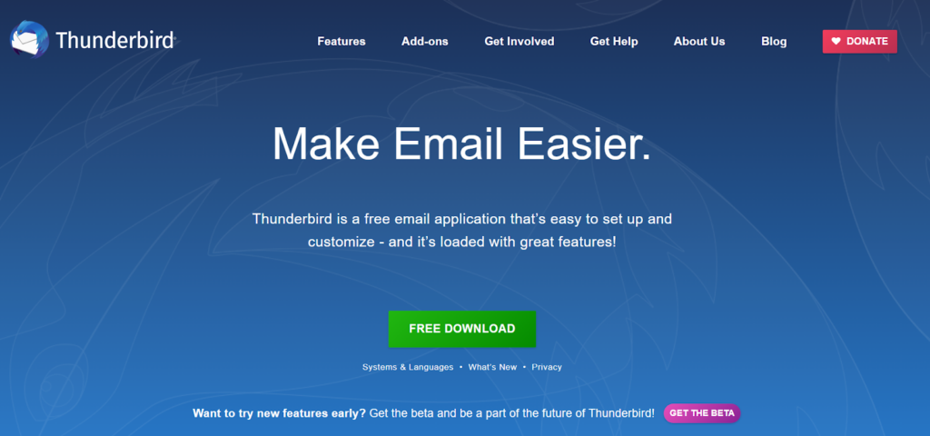 Thunderbird customizable and open-source email application, alternative to Outlook
