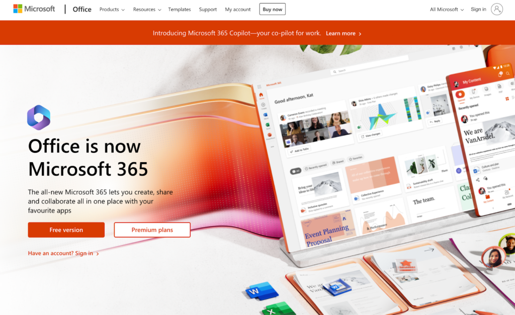 Trang chủ Microsoft 365, phần mềm quản lý email dành cho doanh nghiệp