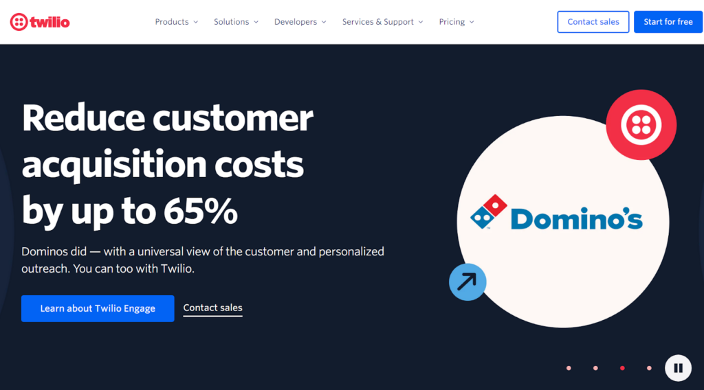 Twilio homepage -  a powerful communication platform as an alternative to Intercom