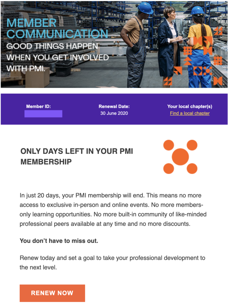 Mẫu Email Nhắc Gia Hạn PMI