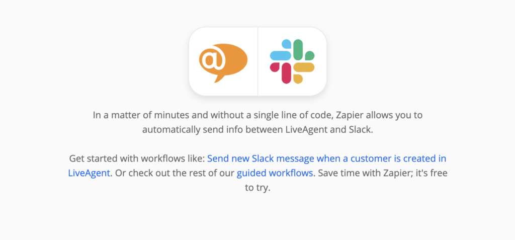 Trang Zapier để tích hợp LiveAgent và Slack