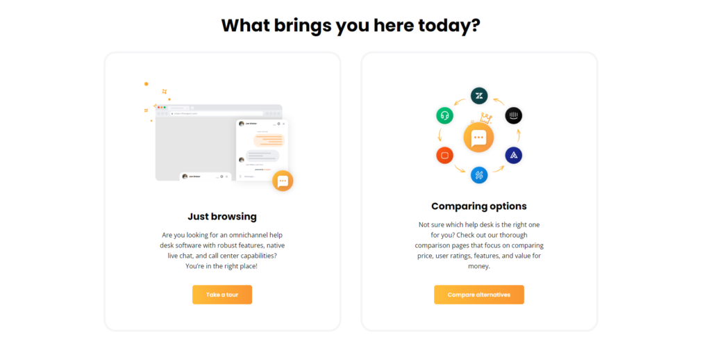 Ví dụ về Call to Action trên trang LiveAgent