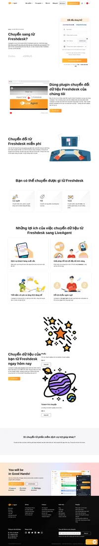 LiveAgent hỗ trợ việc chuyển dữ liệu từ Freshdesk miễn phí. tất cả phiếu, nhân viên, và phản hồi của bạn từ Freshdesk sẽ được tự động chuyển sang LiveAgent.