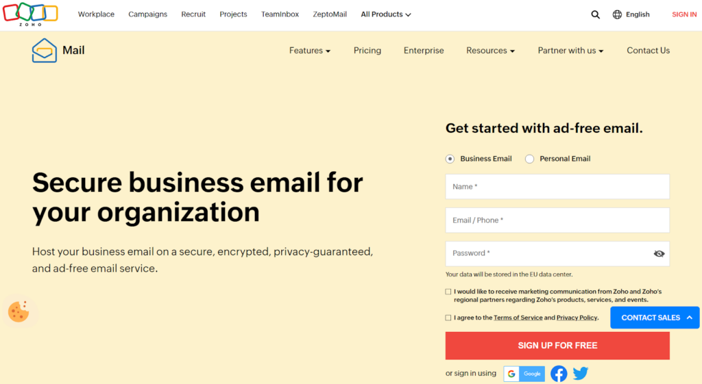 Zoho Mail secure and ad-free email for businesses