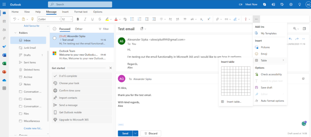 Microsoft 365 - các chức năng định dạng email