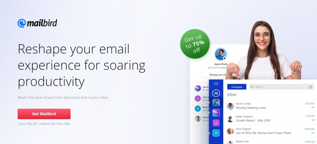 Mailbird unified email and productivity app, one of the best Outlook alternatives