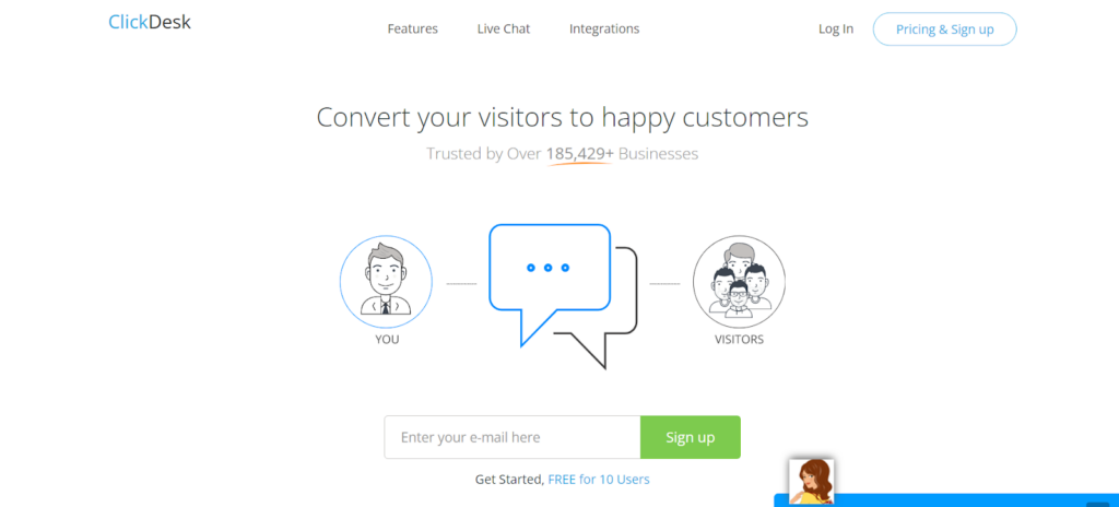 ClickDesk homepage - Multichannel customer support software as an Intercom alternative