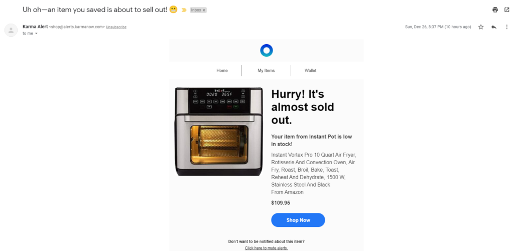 Email cơ hội cuối của Shoptagr