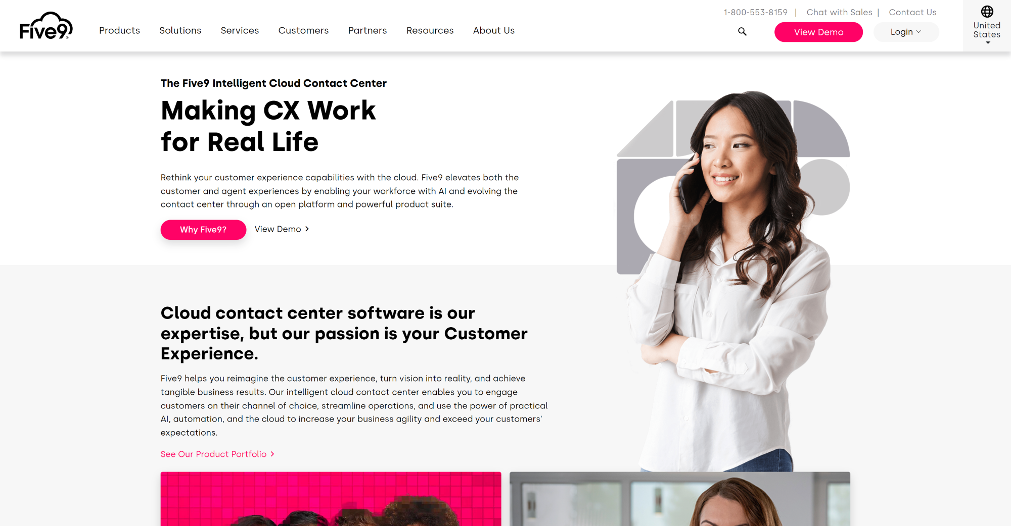 Five9 Call Center software homepage