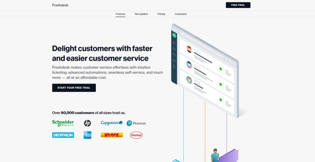 Trang chủ của Freshdesk