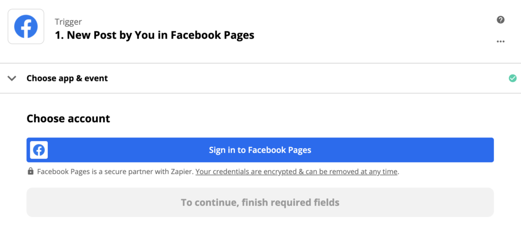 Ví dụ về cấu hình kích hoạt Facebook