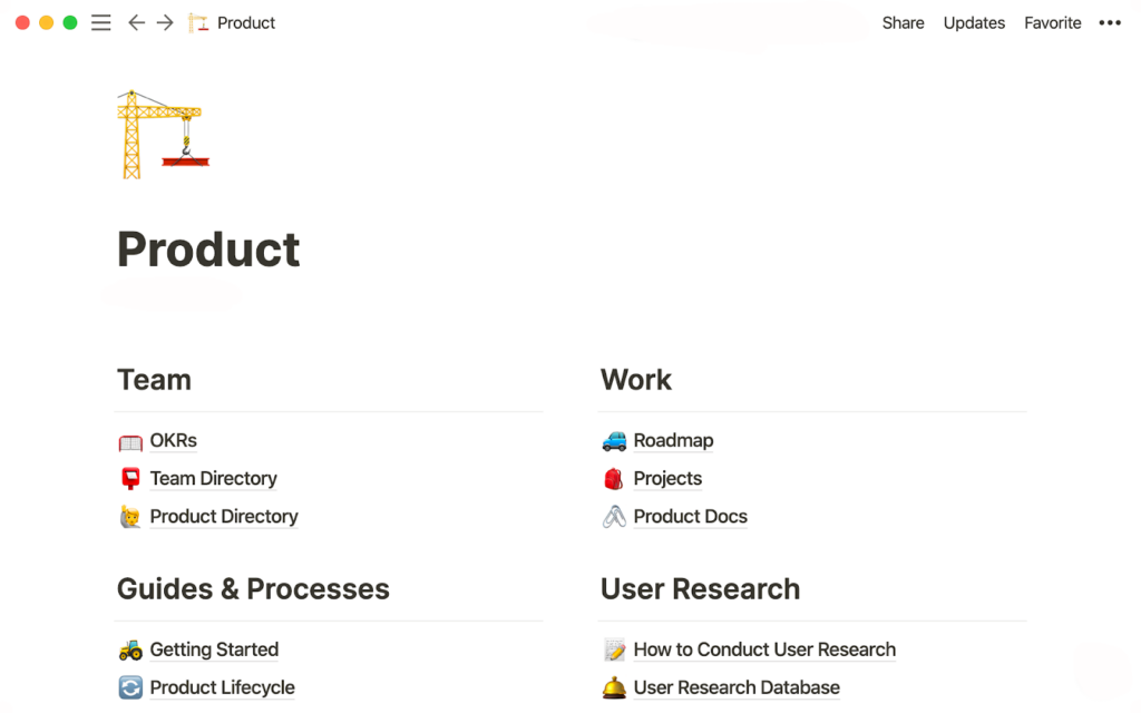 Hình minh họa cơ sở tri thức được tạo bằng Notion