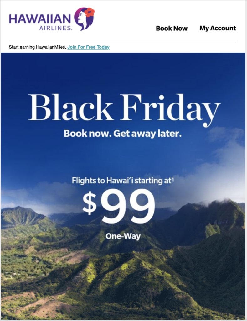 Thứ 6 Black Friday của hãng hàng không Hawaiian Airlines
