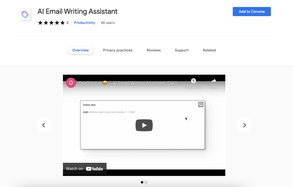 Hình ảnh hiển thị tiện ích mở rộng Onetone Google Chrome trên web store