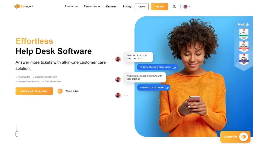 LiveAgent homepage - Customer support software as a leading Intercom alternative