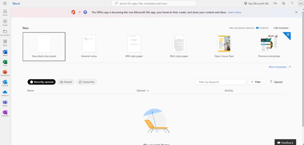 Microsoft365 - templates overview