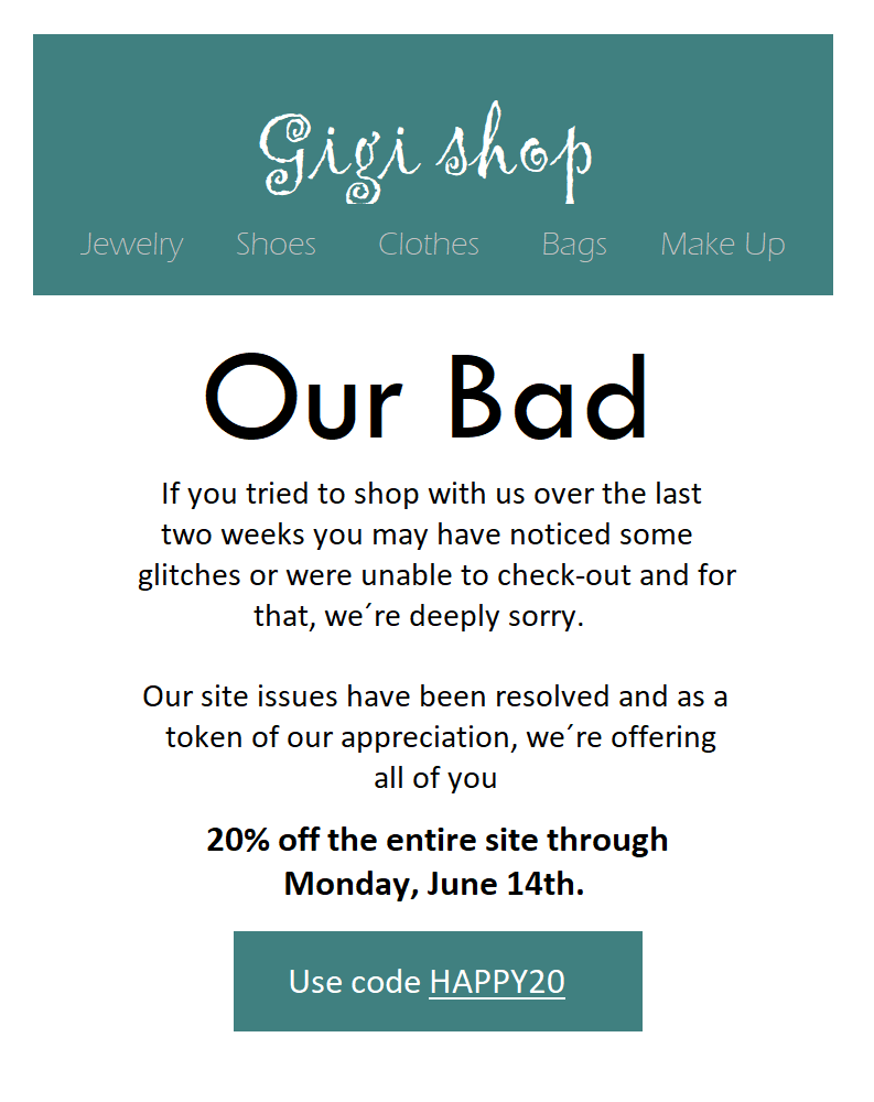 ví dụ email xin lỗi