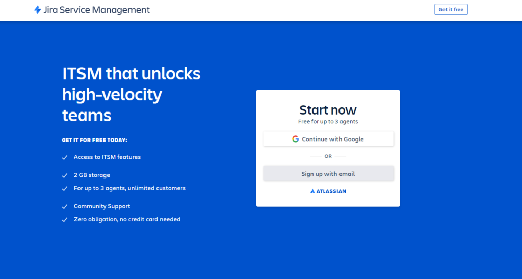 Trang chủ của JIRA Service Management