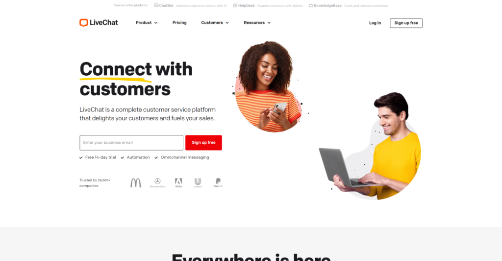 LiveChat homepage - Reliable live chat solution and Intercom alternative