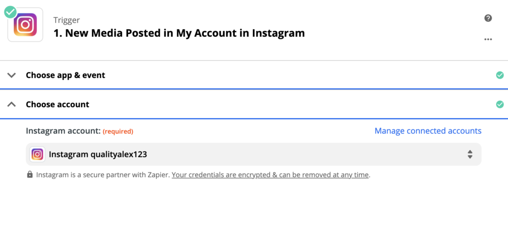 Cài đặt trình kích hoạt Instagram trong quá trình tích hợp